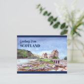 Carte Postale Eilean Donan Castle Watercolor Painting (Debout devant)