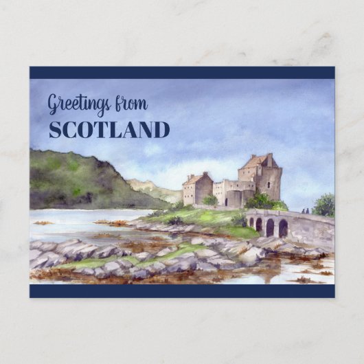 Carte Postale Eilean Donan Castle Watercolor Painting (Devant)
