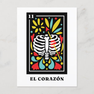 Carte Postale El Corazon Design Tarot de style mexicain