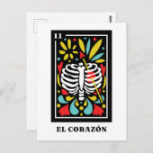 Carte Postale El Corazon Design Tarot de style mexicain (Devant / Derrière)
