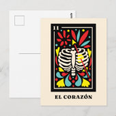 Carte Postale El Corazon Design Tarot de style mexicain (Devant / Derrière)