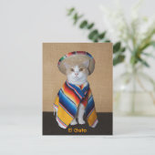 Carte Postale El Gato Chat en Sombrero et Serape (Debout devant)