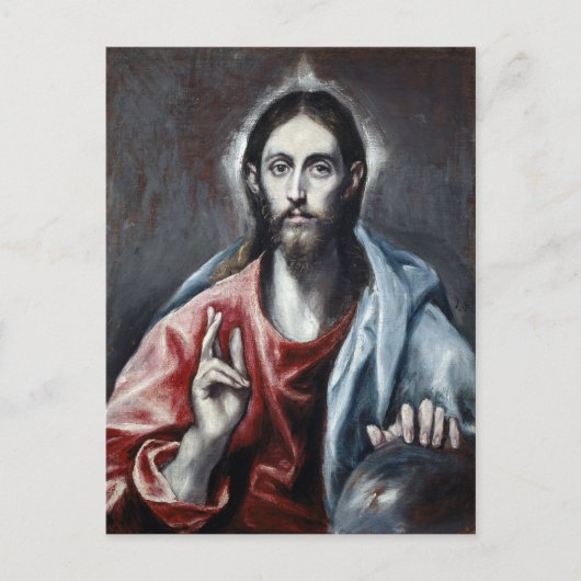 Carte Postale El Greco Christ bénir le sauveur du monde (Devant)