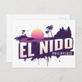Carte Postale El Nido Philippines Coucher de soleil violet Palaw (Devant / Derrière)