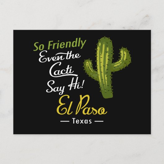 Carte Postale El Paso Cactus Funny Retro (Devant)