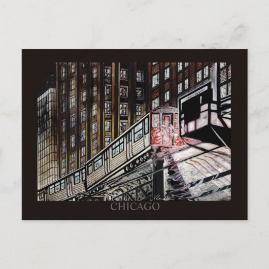 Carte Postale El Train Chicago Randsom Art (Devant)