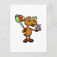 Élan avec ballon et gâteau | choisir la couleur de