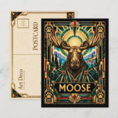 Carte Postale Élan, faune Art Déco (Devant / Derrière)