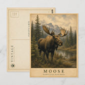 Carte Postale Élans Forêts Boréales VINTAGE (Devant / Derrière)