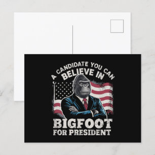 Carte Postale Élection 2024 Drôle Vote Sasquatch États-Unis