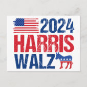 Carte Postale Élection démocrate d'âne de Harris Walz 2024 (Devant)