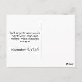 Carte Postale Élection Gold Vote Patriotique (Dos)