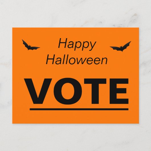 Carte Postale Election Vote Orange Black Halloween Bats (Devant)