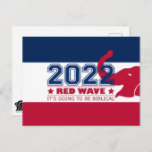 Carte Postale Élections de mi-mandat 2022 Red Wave Red Elephant  (Devant / Derrière)