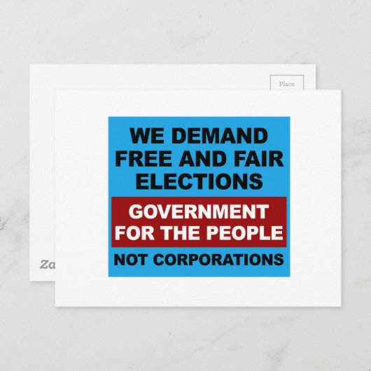 Carte Postale Élections libres et équitables (Devant / Derrière)