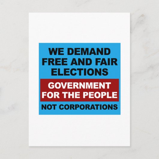 Carte Postale Élections libres et équitables (Devant)