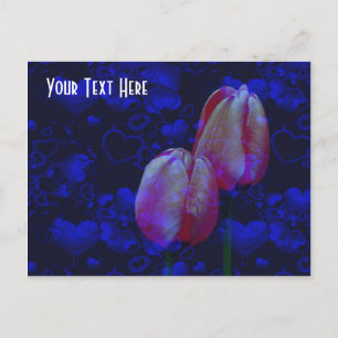 Carte Postale Electric Blue Hearts Pink Tulips Poste personnalis
