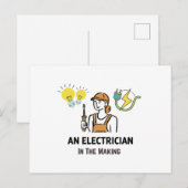 Carte Postale Électricien en devenir (Devant / Derrière)