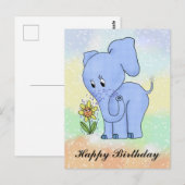 Carte Postale Elefant mit Blume (Devant / Derrière)