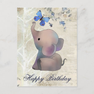 Carte Postale Elefant mit Schmetterling