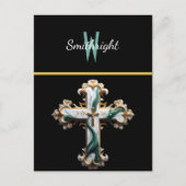 Carte Postale Élégance Éthérée : Croix Blanche et Verte sur Fond (Devant)