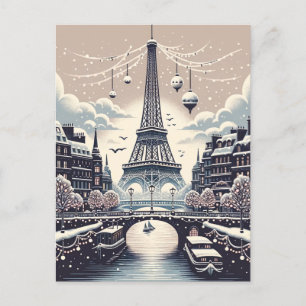 Carte Postale Élégance hivernale parisienne - Noël dans la ville