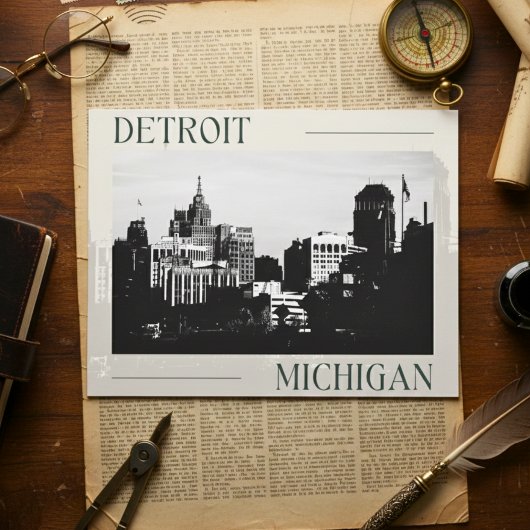 Carte Postale Élégance intemporelle de Detroit, Michigan