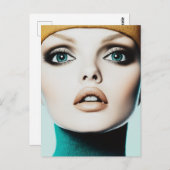 Carte Postale Élégance Intemporelle : Portrait d'un Modèle Iconi (Devant / Derrière)