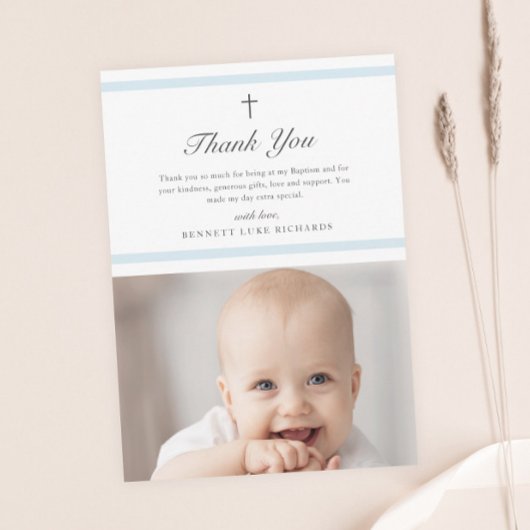 Carte Postale Elegance moderne garçons Baptême Merci