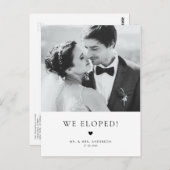 Carte Postale Élégance moderne Typographie noire Mariage Elopeme (Devant / Derrière)