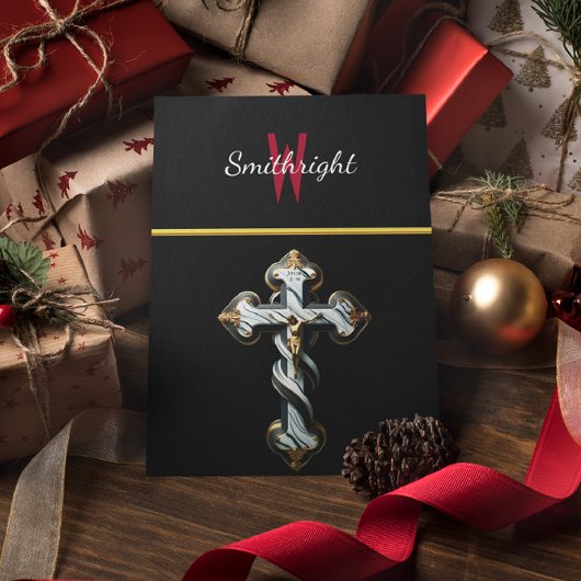 Carte Postale Élégance monochrome : Logo rouge W sur noir et bla