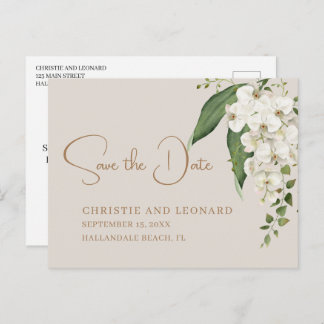 Carte Postale Elegance White Orchid Enregistrer la date