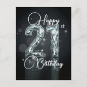 Carte Postale Elégant 21e Anniversaire à Diamants Brillants Incr (Devant)