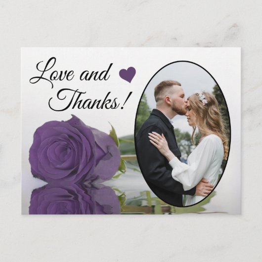 Carte Postale Élégant Améthyste Purple Rose Mariage Amour & Merc (Devant)