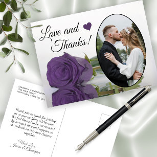 Carte Postale Élégant Améthyste Purple Rose Mariage Amour & Merc