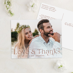 Carte Postale Élégant amour Brown et merci Mariage Merci