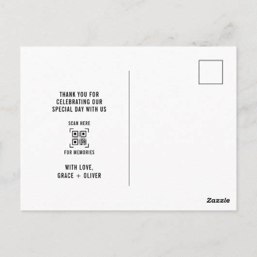 Carte Postale Elegant Amour et Merci Mariage Photo Merci (Dos)