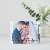 Carte Postale Élégant amour et Merci Script Mariage photo noir (Debout devant)