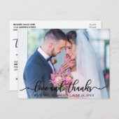 Carte Postale Élégant amour et Merci Script Mariage photo noir (Devant / Derrière)