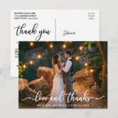 Carte Postale Élégant Amour et Merci Script Photo de Mariage (Devant / Derrière)