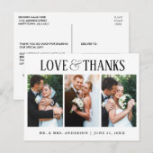 Carte Postale Elegant Amour Moderne et Remerciements Mariage 3 P (Devant / Derrière)