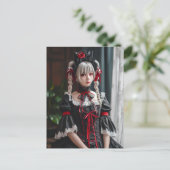 Carte Postale Élégant Anime Maid avec oreilles de chat (Debout devant)