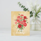 Carte Postale Élégant Anniversaire Fleur de Dianthus Chinensis V (Debout devant)