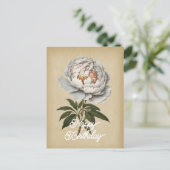 Carte Postale Élégant Anniversaire Fleur de Pivoine Blanche Vint (Debout devant)