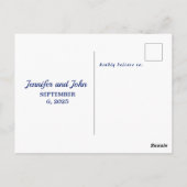 Carte Postale Elégant Aquarelle Bleu Floral Mariage (Dos)