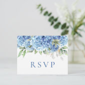 Carte Postale Elégant aquarelle bleu Hydrangea Mariage RSVP (Debout devant)