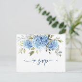 Carte Postale Elégant aquarelle bleu Hydrangea Mariage RSVP (Debout devant)