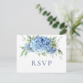 Carte Postale Elégant aquarelle bleu Hydrangea Mariage RSVP (Debout devant)