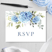 Carte Postale Elégant aquarelle bleu Hydrangea Mariage RSVP