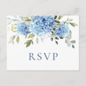 Carte Postale Elégant aquarelle bleu Hydrangea Mariage RSVP (Devant)